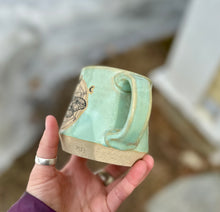Load image into Gallery viewer, *SECONDS SALE ITEM* Moon and Moth Mug in Green
